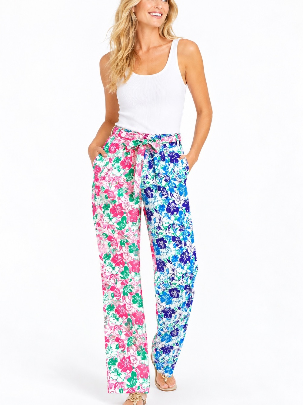 Lilly Pulitzer Floral Pants Womens 6 Multi Color Excellent High Waist Tropical